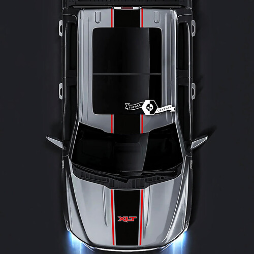 Breit verlaufender Streifen-Hauben-Dach-Hecktür Vinyl-Aufkleber-Kit für Musclecar Truck XLT STX