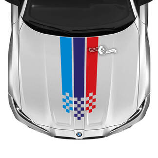 2021+ BMW M4 M3 G80 G82 G83 M Performance Hood M Color Center Checkerboard Flag Vinyl Aufkleber Aufkleber
