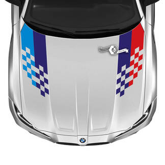 2021+ BMW M4 M3 G80 G82 G83 M Performance Hood M Farbe Schachbrett Flagge Vinyl Aufkleber Aufkleber
