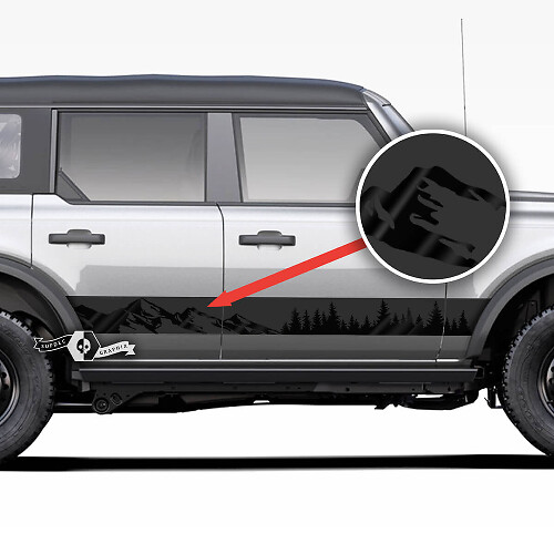 Paar Rocker Panel Side Mountains Wald-Aufkleber im Berge-Stil für Ford Bronco, 2 Farben
