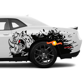 Paar Dodge Challenger SXT GT RT Rhino Seitenaufkleber Design Vinyl Graphics 2 Farben
