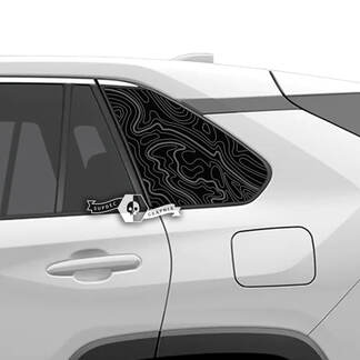 Paar topografische Kartenaufkleber für Seitenfenster, passend für Toyota Rav4
