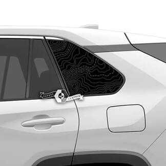 Paar topografische Karte Topo-Aufkleber für Seitenfenster, passend für Toyota Rav4
