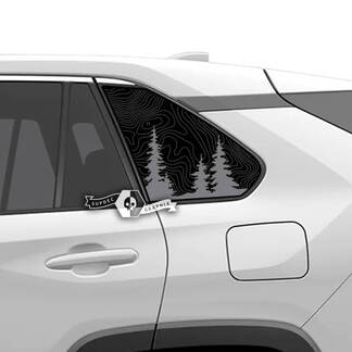 Paar Toyota Rav4 Side Windows Topographic Map Forest Vinyl Aufkleber Aufkleber
