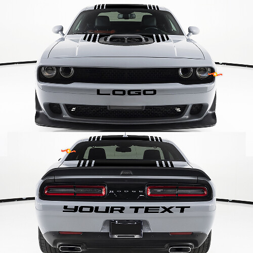 Benutzerdefinierter Text Front- & Heckstoßstangen Vinyl-Aufkleber-Set für Dodge Challenger