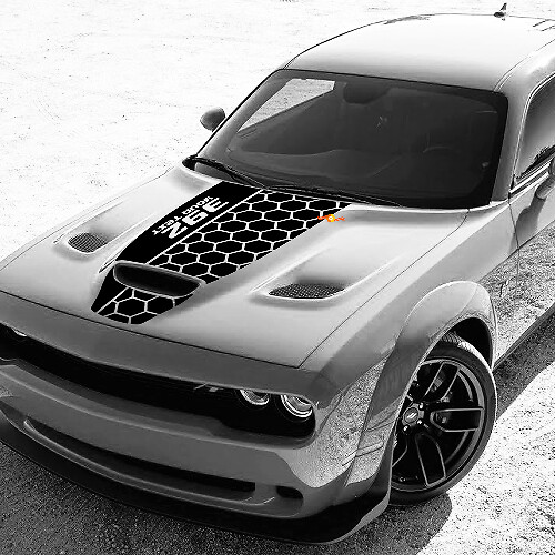 Benutzerdefinierter Vinyl-Aufkleber im Wabenmuster für die Motorhaube des Dodge Challenger