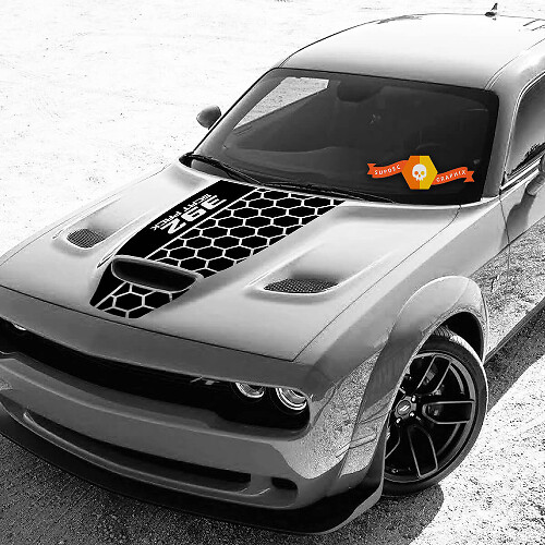 Dodge Challenger 392 Scat Pack Honeycomb Hood Hemi Hood Blackout Vinyl Aufkleber Aufkleber
