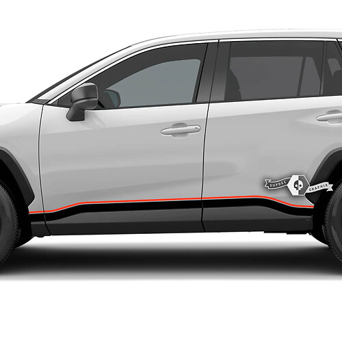 Duale geschwungene Streifen Rocker Panel Vinylaufkleber für Toyota RAV4 2019-2026
