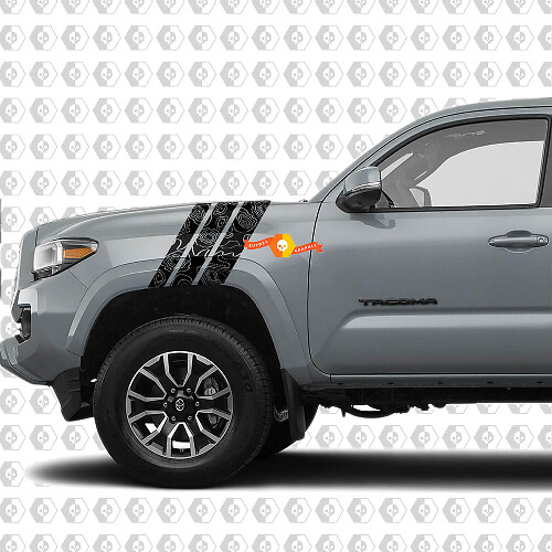 Topographische Frontkotflügel-Streifen Vinyl-Aufkleber Set für Toyota Tacoma 2016-24