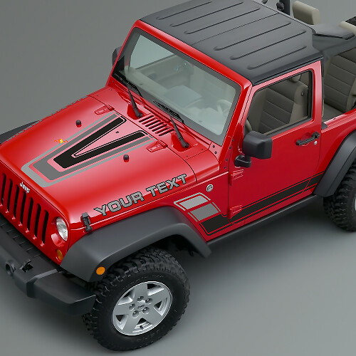 Vintage Streifen Hauben- und Seiten-Vinyl-Aufkleber-Set für Jeep Renegade CJ5 CJ7