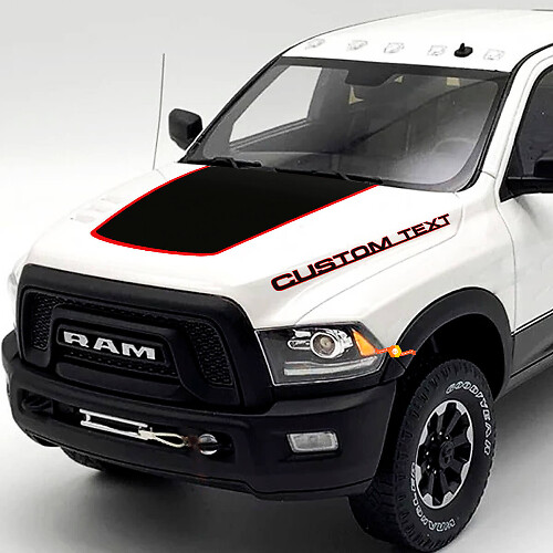 Benutzerdefinierter Text und Blackout-Hauben-Vinylaufkleber-Set für Dodge Ram 2500 Power Wagon