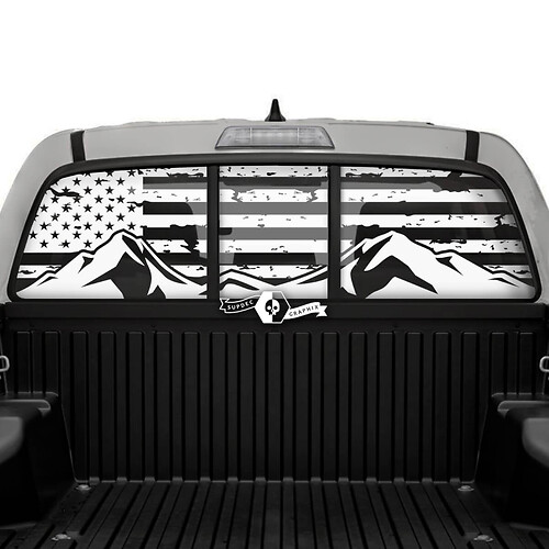 USA Flag Mountains Heckscheiben-Vinylaufkleber für Toyota Tacoma