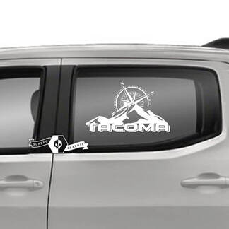 Paar Toyota Tacoma SR5 Türen Fenster Berge Kompass Logo Line Vinyl Aufkleber Grafikaufkleber
