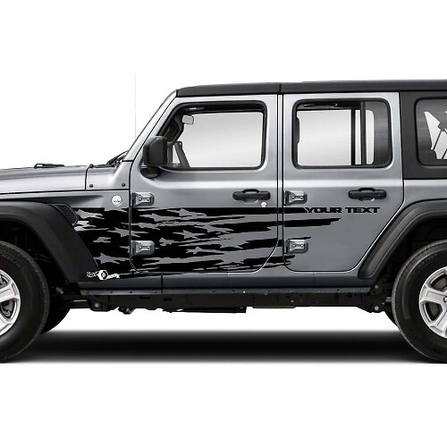 Abgenutztes US-Flaggen-Seiten-Vinylaufkleber-Set für Jeep Wrangler Unlimited JK_1