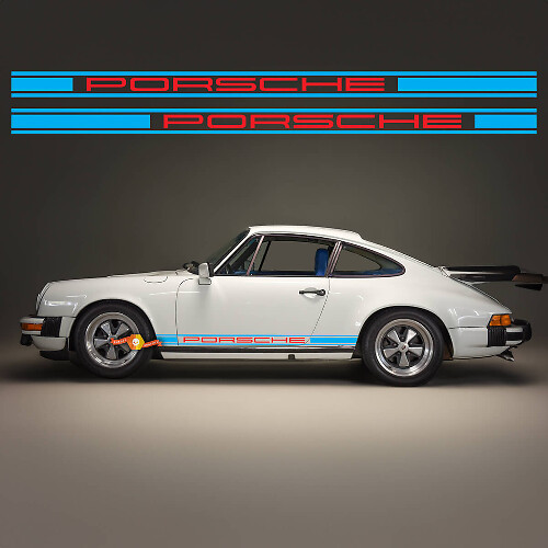 Klassisches Design Seitliche Streifen Vinyl-Aufkleber-Set für Porsche 911 SC 1979