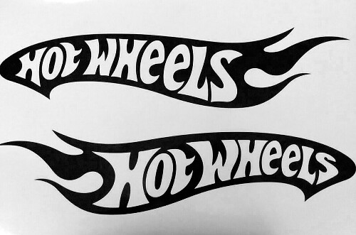 2 Hot Wheels Vinyl-Aufkleber, je 24 Zoll, umgekehrte Buchstaben links und rechts
