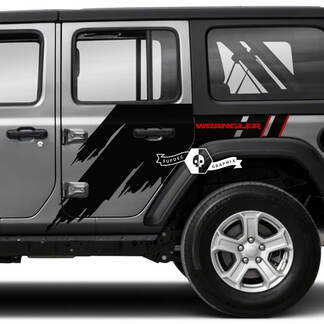 Paar Jeep Wrangler Unlimited Splash Doors Side Mud 2 Colors Graphic Decal JK 4 Door
