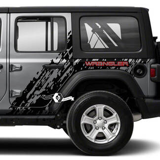 Paar Jeep Wrangler Unlimited Splash Doors Side Mud 2 Farben Logo Wrangler Grafikaufkleber JK 4 Türer

