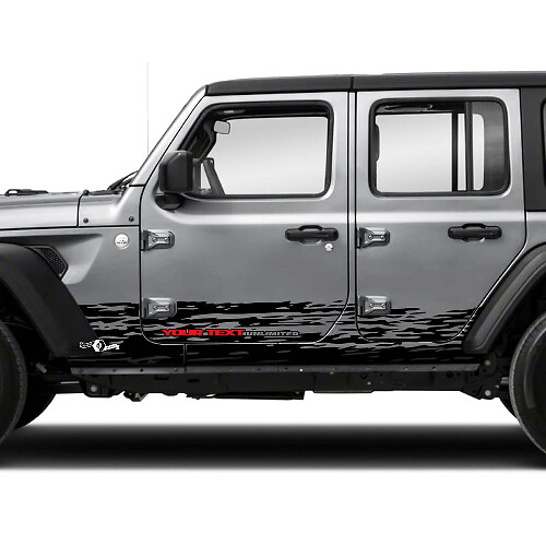 Paar Jeep Wrangler Unlimited Türen Rocker Panel Streifen Mud Splash Seitenstreifen Vinyl Aufkleber Aufkleber 2 Farben
 1