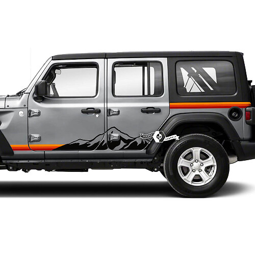 2x Jeep Wrangler Unlimited Türen Kotflügelberge Vintage Klassische Farben Seitenstreifen 4 Farben Vinyl Aufkleber Decal
