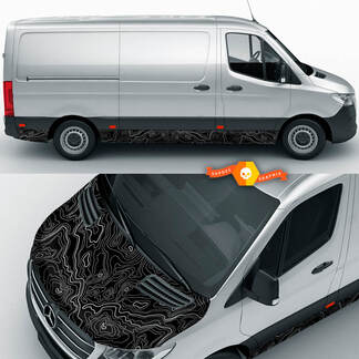 Vollständiger Satz Auto-Seitenschweller-Autoaufkleber und  Motorhauben-Dach-Rennstreifen für Mercedes-Benz