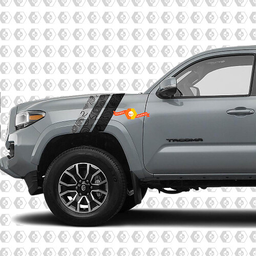Topografischer Stil Dreifachstreifen Frontkotflügel Vinyl Aufkleber für Toyota Tacoma