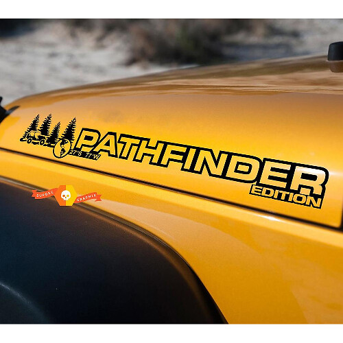 Pathfinder Hauben Vinyl-Aufkleber Paar für Jeep Wrangler Rubicon Sahara JK CJ TJ YJ