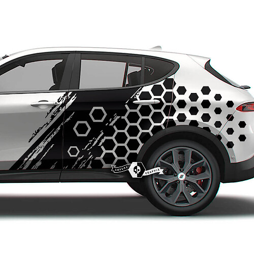 Paar Dodge Hornet Doors Side Stripes Splash Wrap Honeycomb Vinyl Aufkleber Aufkleber
