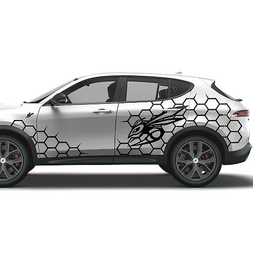 Hornet-Logo im Wabendesign Seitenaufkleber-Set für Dodge Hornet_1