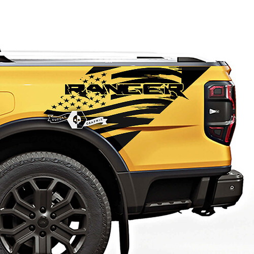Verwitterte USA-Flaggen-Aufkleber für die hintere Seite aus Vinyl für Musclecar Ranger