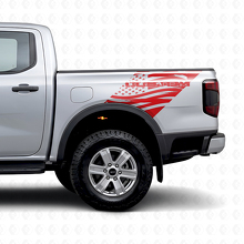 Benutzerdefinierte abgenutzte USA-Flaggen-Heckseiten-Vinylaufkleber für Musclecar Ranger_5