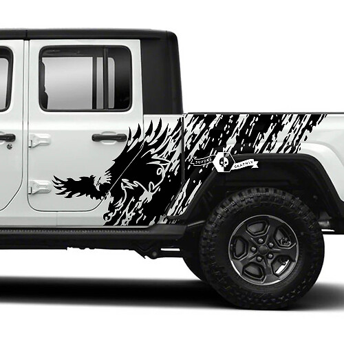 Bald Eagle Splash Seitenwand-Tür Vinyl-Aufkleber für Jeep Gladiator