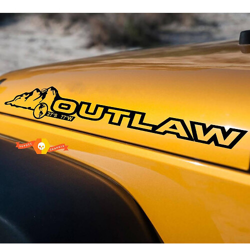 Outlaw Motorhauben-Vinylaufkleber-Set für Jeep Wrangler