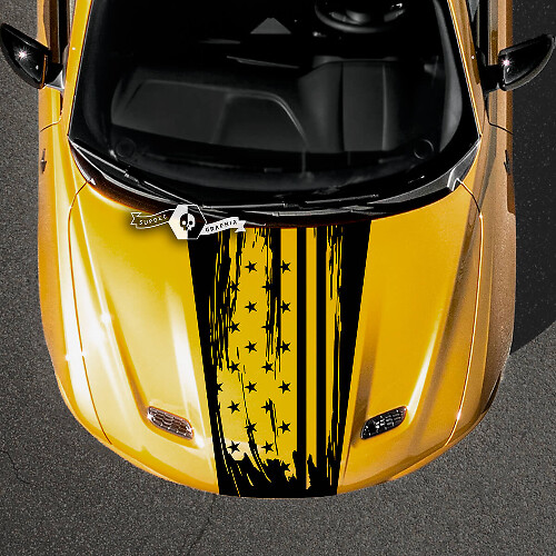 Dodge Hornet Hood Stripes Wrap USA Flag Destroyed Vinyl Aufkleber Aufkleber
