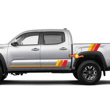 Paar dreifarbige Old School SunSet Toyota Tacoma Doors TRD Stripes Side Vinyl Aufkleber Aufkleber
 2