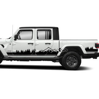 2 Jeep Gladiator Rocker Panel Mountain Forest Side Vinyl Aufkleber Grafikaufkleber
