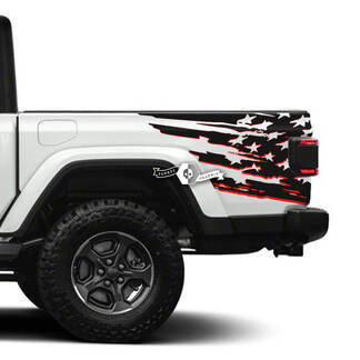 Paar Jeep Gladiator-Seitenaufkleber mit USA-Flagge, Vinyl-Grafikstreifen-Set für 2 Farben

