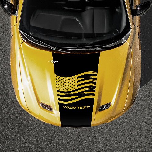 USA-Flagge & individueller Text Motorhauben-Vinylaufkleber für Dodge Hornet