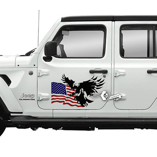 Paar Jeep Gladiator-Seitentür-USA-Flagge, Weißkopfseeadler-Aufkleber, Vinyl-Grafikstreifen
