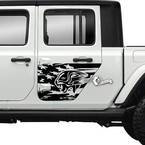 Paar Jeep Gladiator-Seitentür-USA-Flaggen-Tiger-Aufkleber, Vinyl-Grafikstreifen
