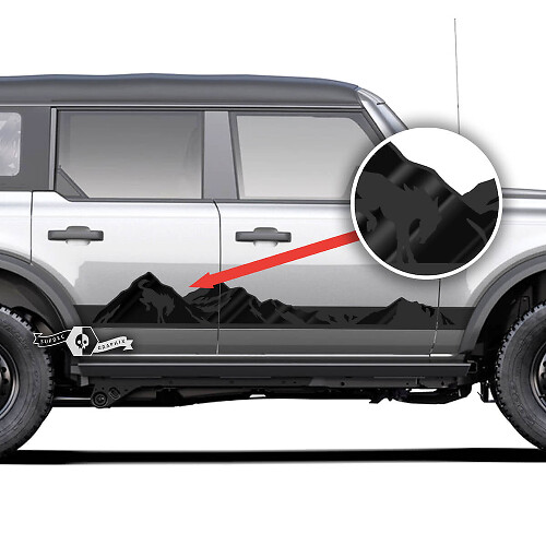 Paar Doors Side Mountain Rocker Panel Graphics Aufkleber Aufkleber für Ford Bronco, 2 Farben
