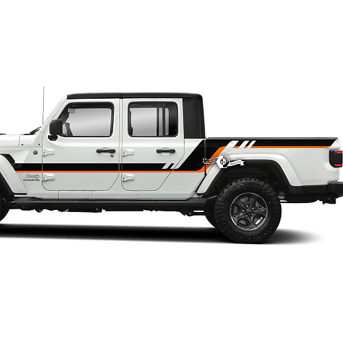 Paar Jeep Gladiator Seitentüren, Bett, Kotflügel, Streifen-Stil, Vinyl-Aufkleber, Grafik-Set, 2 Farben
