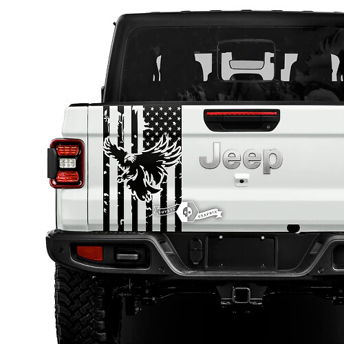 Aufkleber für Jeep Gladiator, USA-Flagge, zerstörter Weißkopfseeadler, Vinyl-Grafiken, Vinyl-Aufkleber für Heckklappe, Bett

