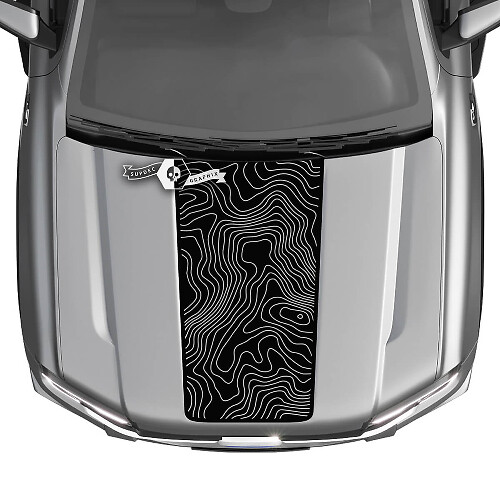 Vinyl-Aufkleber mit topografischer Karte für Motorhaubenstreifen beim Musclecar Ranger