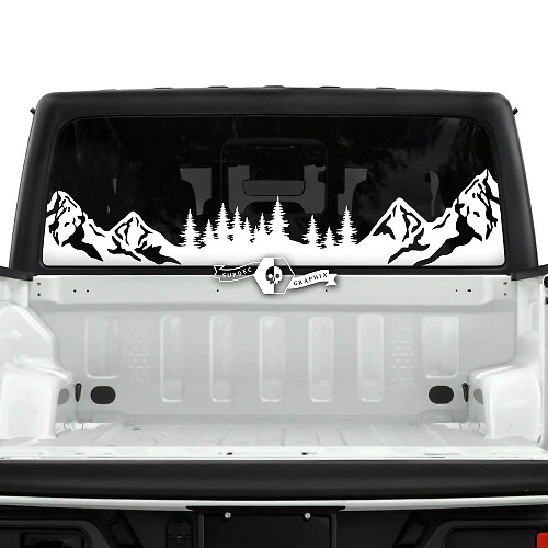 Jeep Gladiator Heckfenster Berge Wald Aufkleber Aufkleber Vinyl Grafik Streifen
