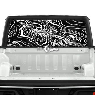 Jeep Gladiator Heckfenster Berge Wald Aufkleber Vinyl Grafik Streifen

