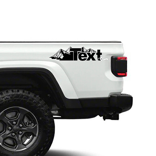 Benutzerdefinierte Text-Mountain-Style-Seitenvinylaufkleber für Jeep Gladiator