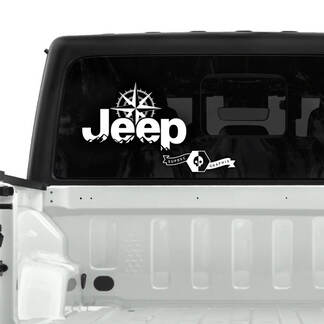 Jeep Gladiator Heckscheibe Wald Berge Kompass Aufkleber Vinyl Grafiken
