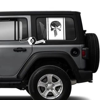 Paar Jeep Wrangler Unlimited Seitentür-Fenster-Punisher-Aufkleber, Vinyl-Grafikstreifen
