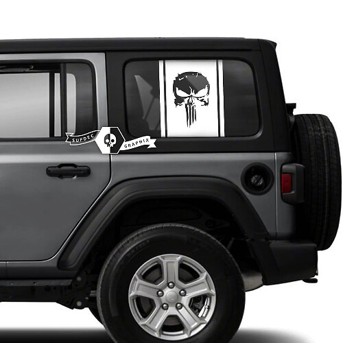 Paar Jeep Wrangler Unlimited Seitentür-Fenster-Punisher-Aufkleber, Zierstreifen, Vinyl-Grafikstreifen
